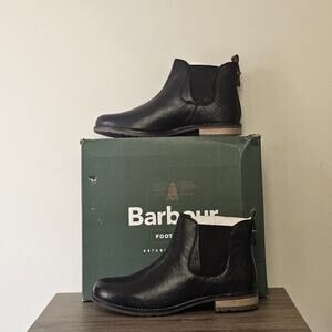 Barbour Women's Camelia Leather Ankle Booties Size 7 Black NWT